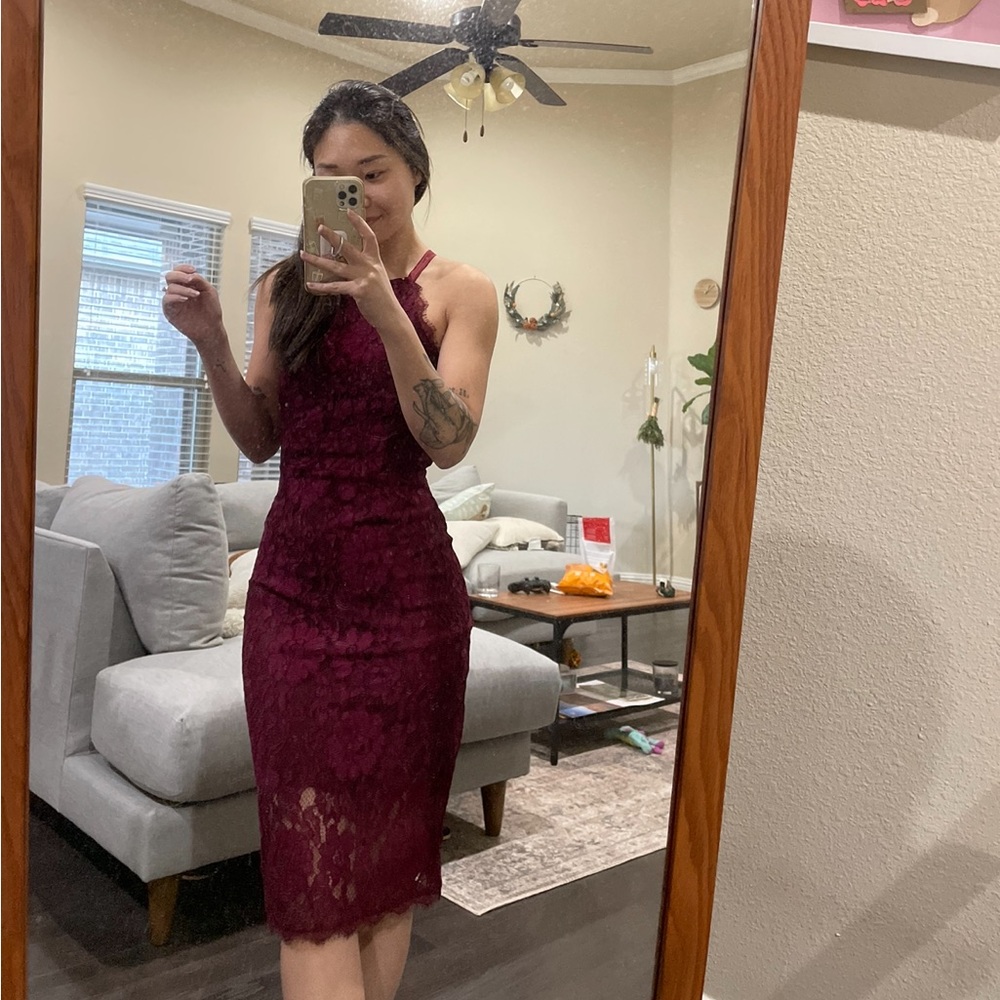 lulus lace midi dress backless
